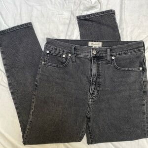 Madewell The Perfect Vintage Washed Black Super High Rise Straight Leg